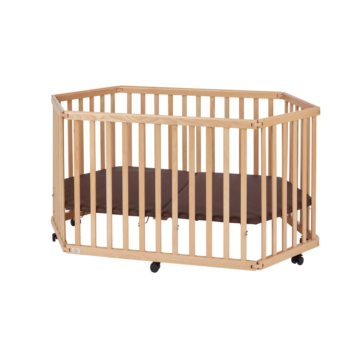 Parc bébé hexagonal en hêtre naturel – tiSsi – vue 2