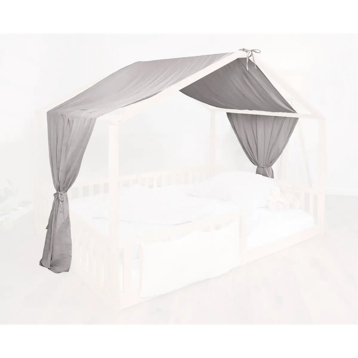 Ciel de lit en mousseline grise pour lit cabane 120-140x200 cm – tiSsi