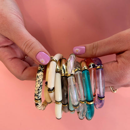 Kit DIY Bracelet jonc en perles macaroni Bleues
