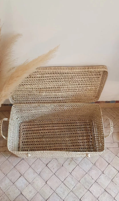 Coffre de Rangement en Osier - Feuille de Palmier - Melecraft