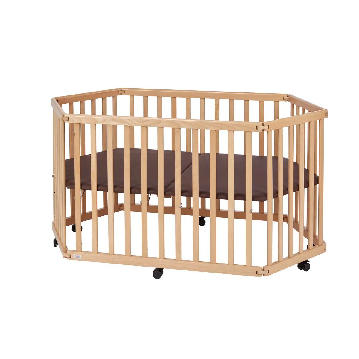Parc bébé hexagonal en hêtre naturel – tiSsi – vue 3