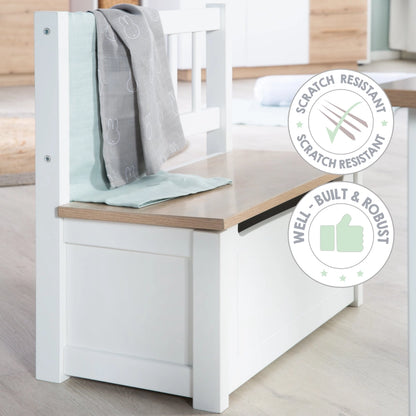 Banc de Coffre Pour Enfants - Coffre à Jouets en Bois Blanc - Roba Kids