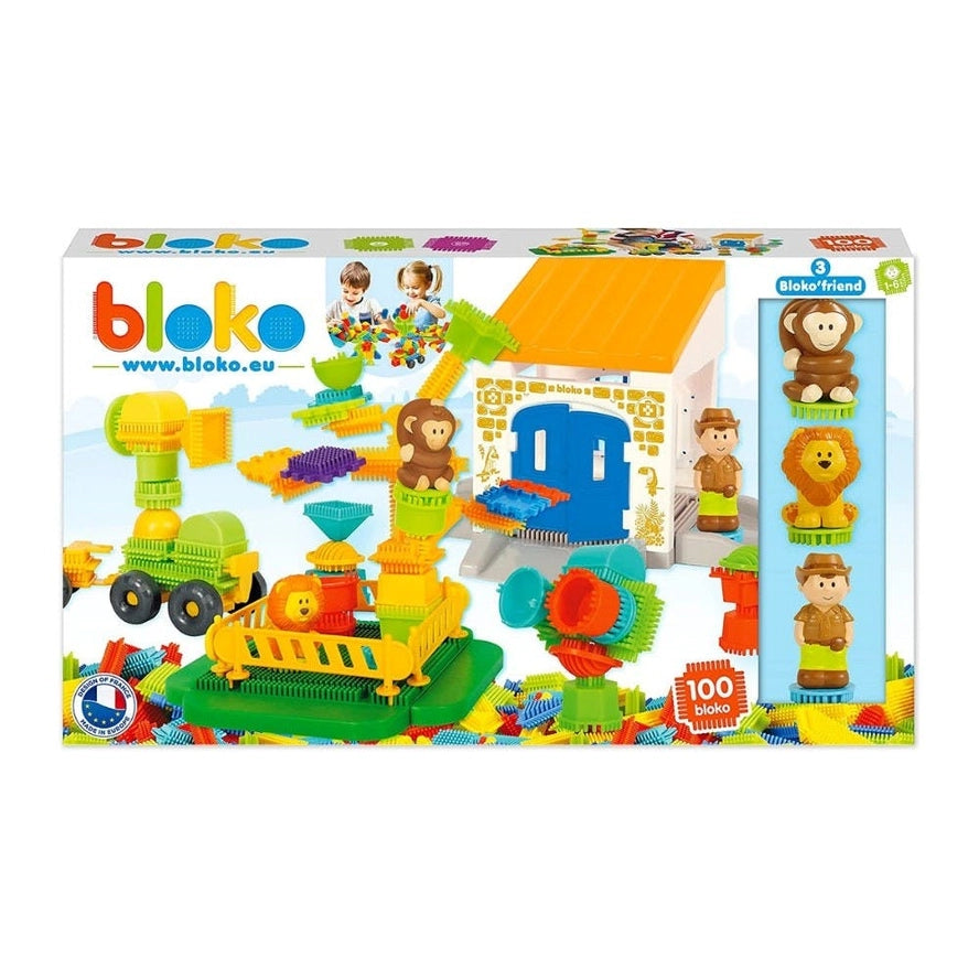 Coffret 100 Bloko + 3 Figurines 3D Jungle - Bloko  Bloko Coffret 100 Bloko + 3 Figurines 3D Jungle - Bloko myplayground