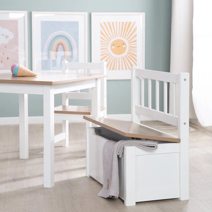 Banc de Coffre Pour Enfants - Coffre à Jouets en Bois Blanc - Roba Kids