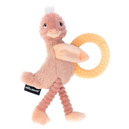 Peluche Pomelos l'autruche avec anneau à mâcher