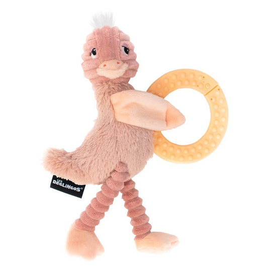 Peluche Pomelos l'autruche avec anneau à mâcher