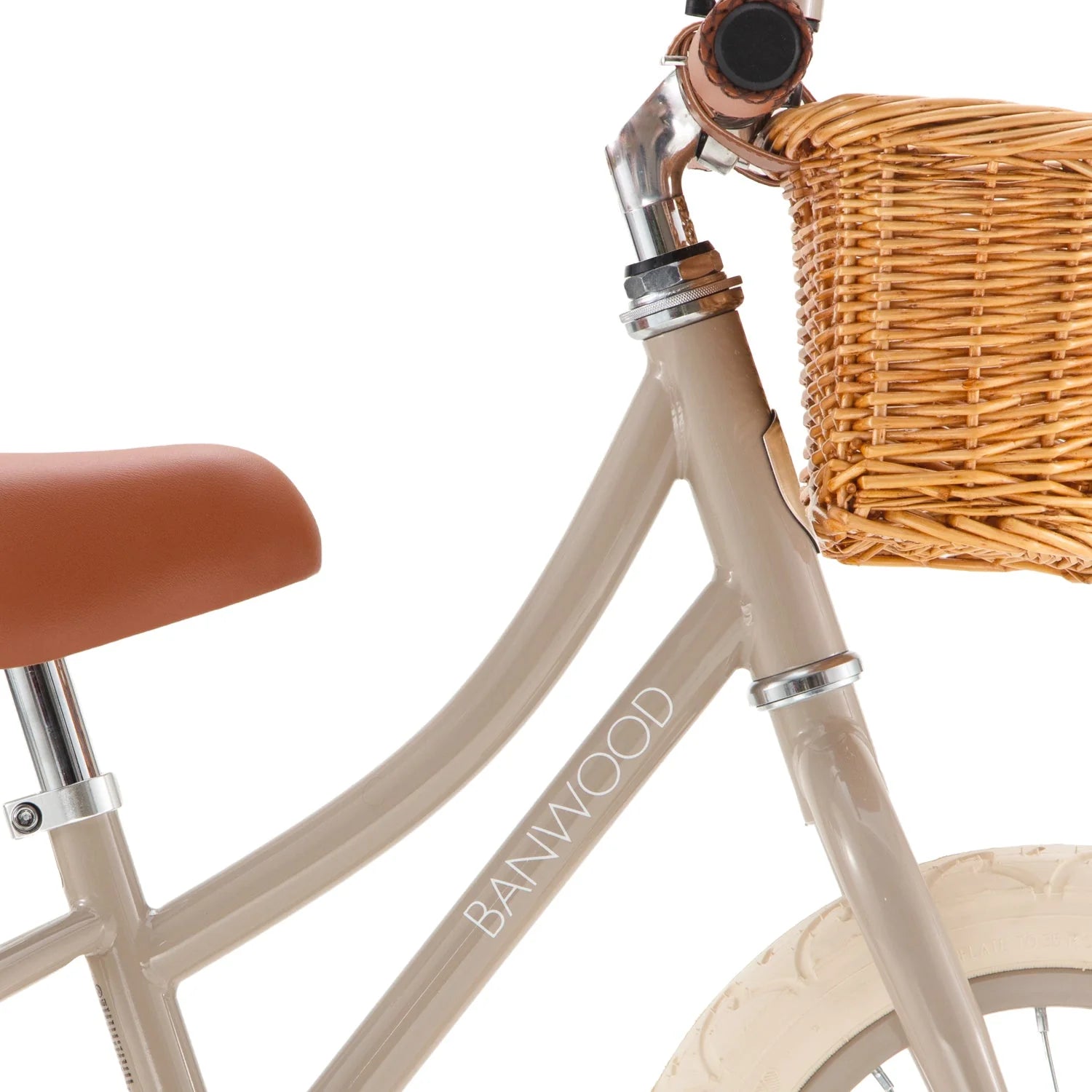 Draisienne Enfant Beige avec Panier en Osier et Stabilisateurs - Banwood - Jeu de Motricité de 3 à 5 Ans