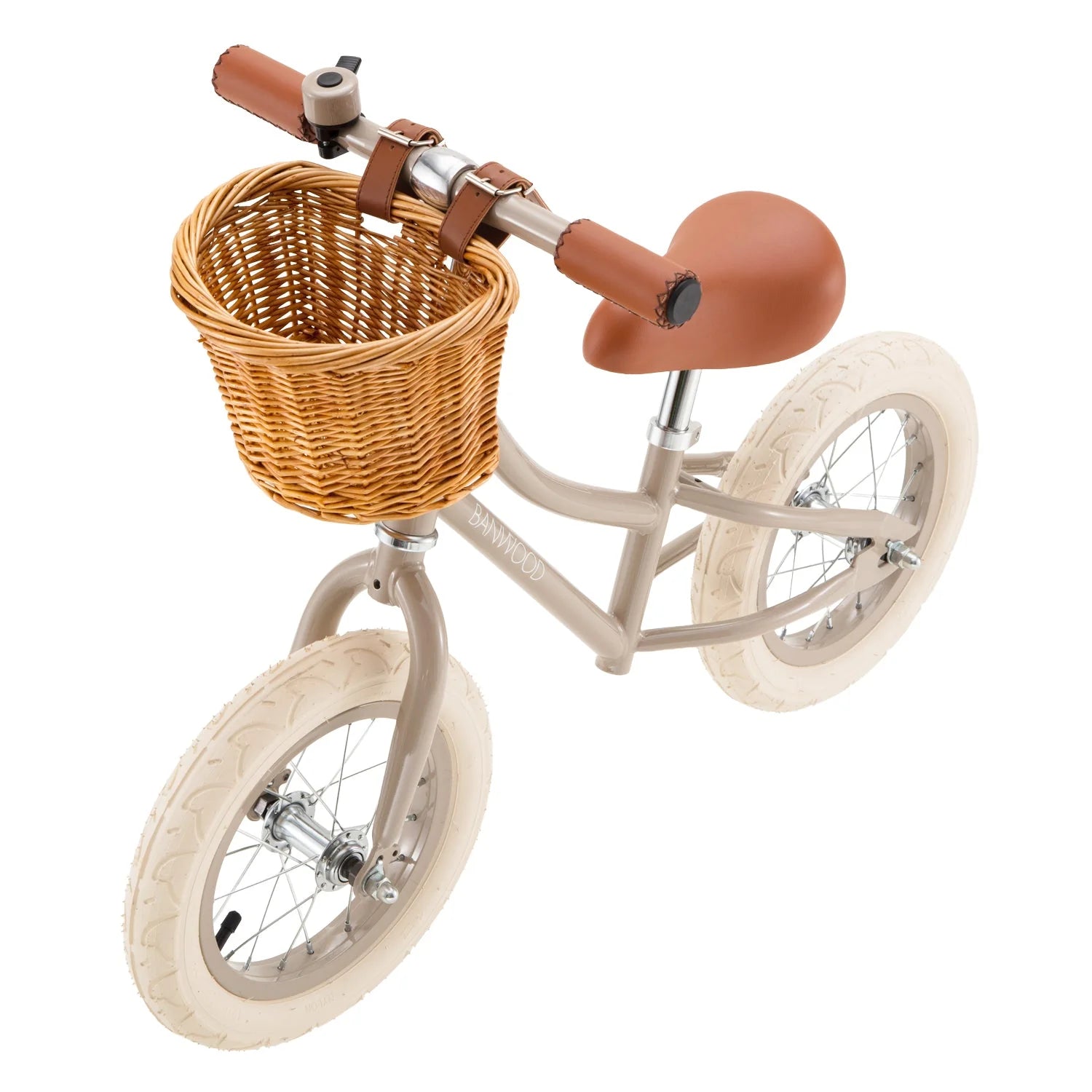 Draisienne Enfant Beige avec Panier en Osier et Stabilisateurs - Banwood - Jeu de Motricité de 3 à 5 Ans