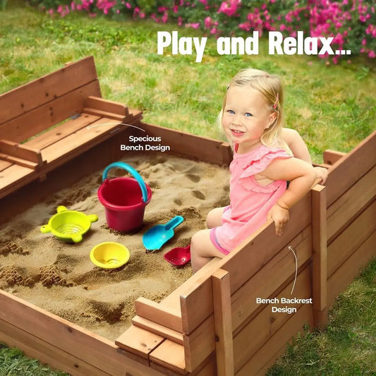 Play 22 | Grand bac à sable en bois pour enfants avec couvercle