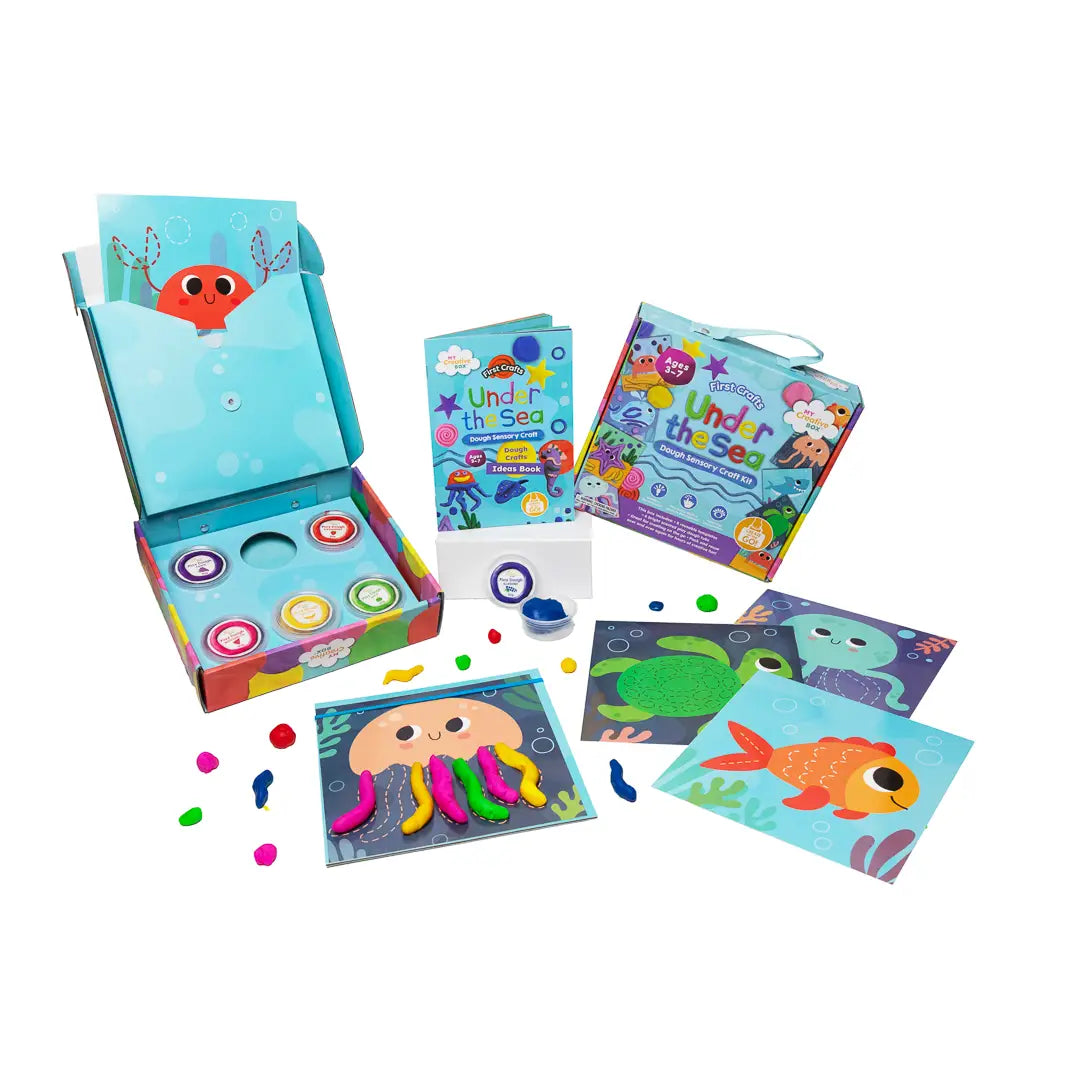 Boîte à bricolage sensorielle Mes premières créations : Sous la mer (avec pâte à modeler)- My Creative Box  My Creative Box Boîte à bricolage sensorielle Mes premières créations : Sous la mer (avec pâte à modeler)- My Creative Box myplayground