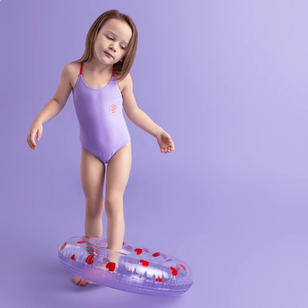 Aufblasbarer Schwimmring – Flieder mit rotem Herz-Print, Pool – Swim Essentials 