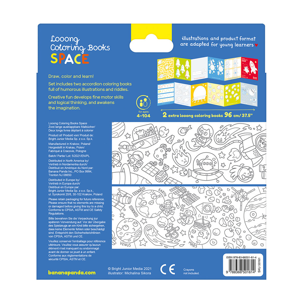 Livres de Coloriage Looong - J'adore Colorier l'Espace - Banana Panda  Banana Panda Livres de Coloriage Looong - J'adore Colorier l'Espace - Banana Panda myplayground