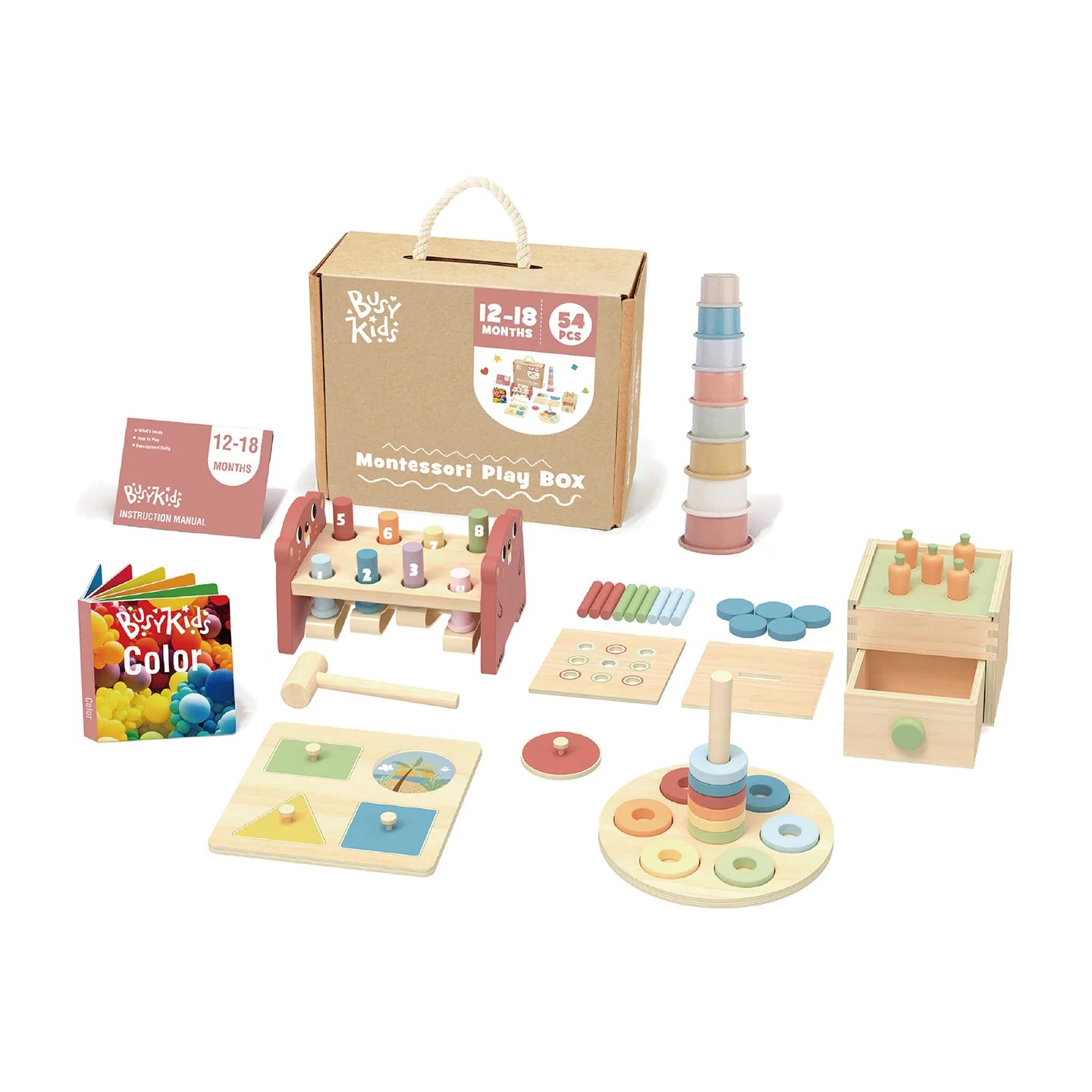 BusyKids - Coffret de Jeu Montessori pour les enfants - 12 à 18 mois  BusyKids BusyKids - Coffret de Jeu Montessori pour les enfants - 12 à 18 mois myplayground