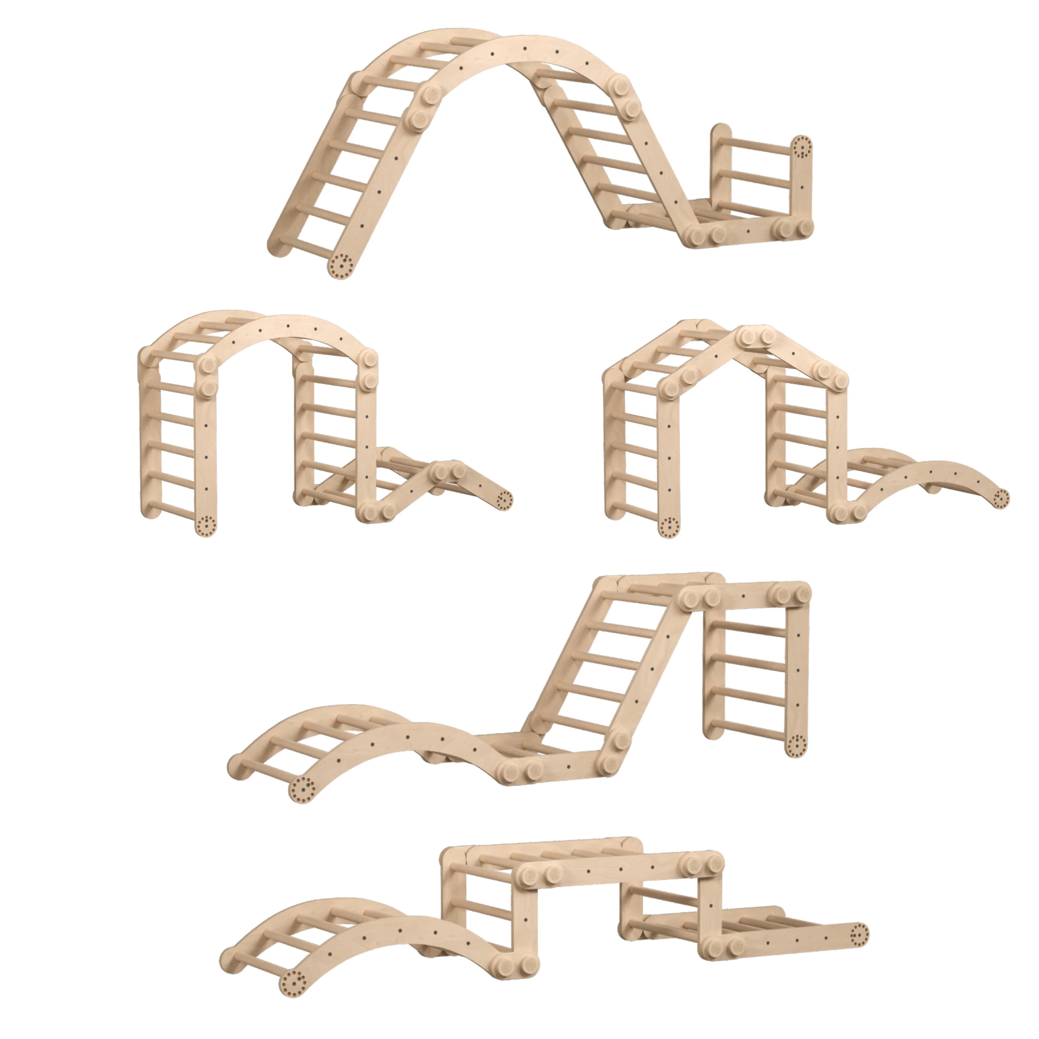 BusyKids - Grand Ensemble d'Escalade Inclinable (set L avec Rocker) - Bois Brut (non verni) - 18 à 24 mois  BusyKids BusyKids - Grand Ensemble d'Escalade Inclinable (set L avec Rocker) - Bois Brut (non verni) - 18 à 24 mois myplayground