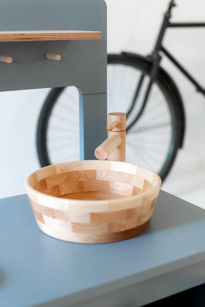 Cuisine en bois bleu poussiereux - Jeu educatif pour enfant