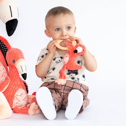 Peluche flamants roses le flamant rose avec anneau à mâcher