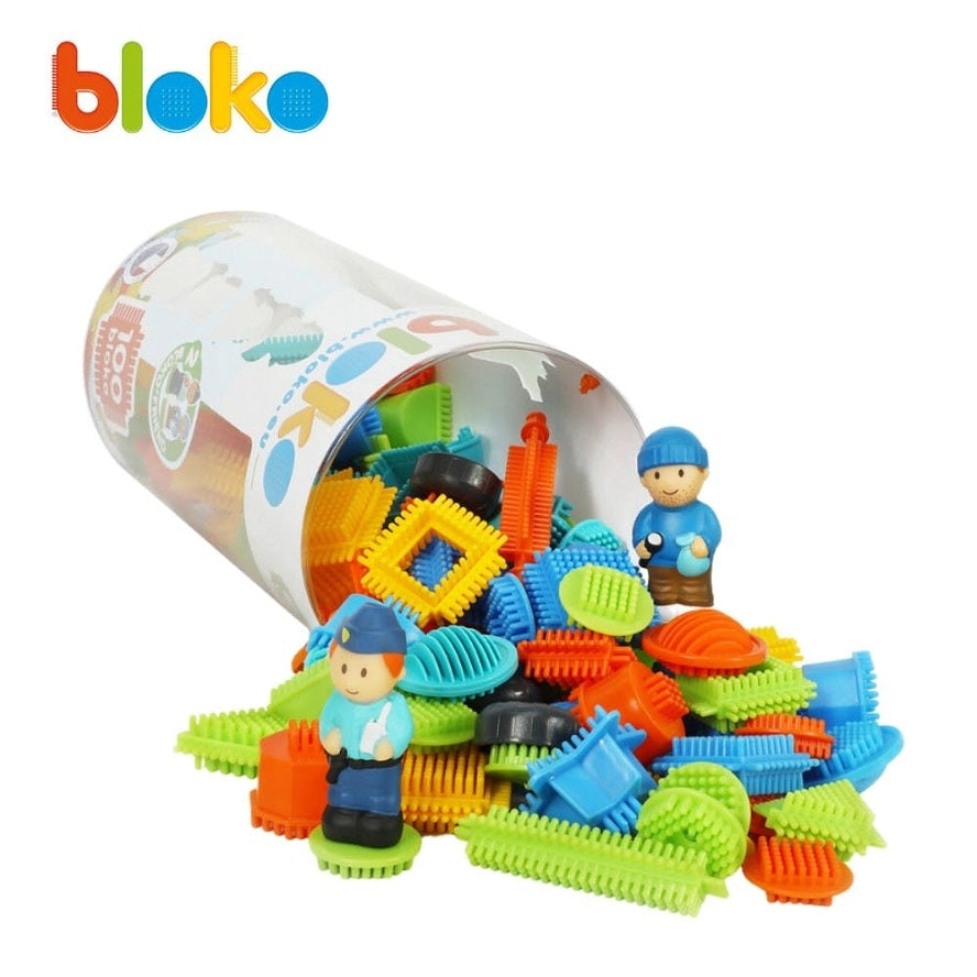 Tube 100 Bloko + 2 Figurines 3D Pompiers - Bloko  Bloko Tube 100 Bloko + 2 Figurines 3D Pompiers - Bloko myplayground