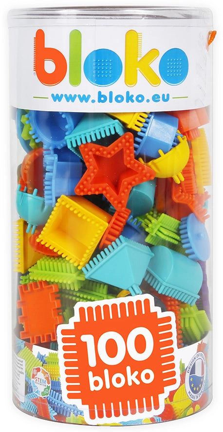 Tube 100 Bloko Multi Couleurs et Formes - Bloko  Bloko Tube 100 Bloko Multi Couleurs et Formes - Bloko myplayground