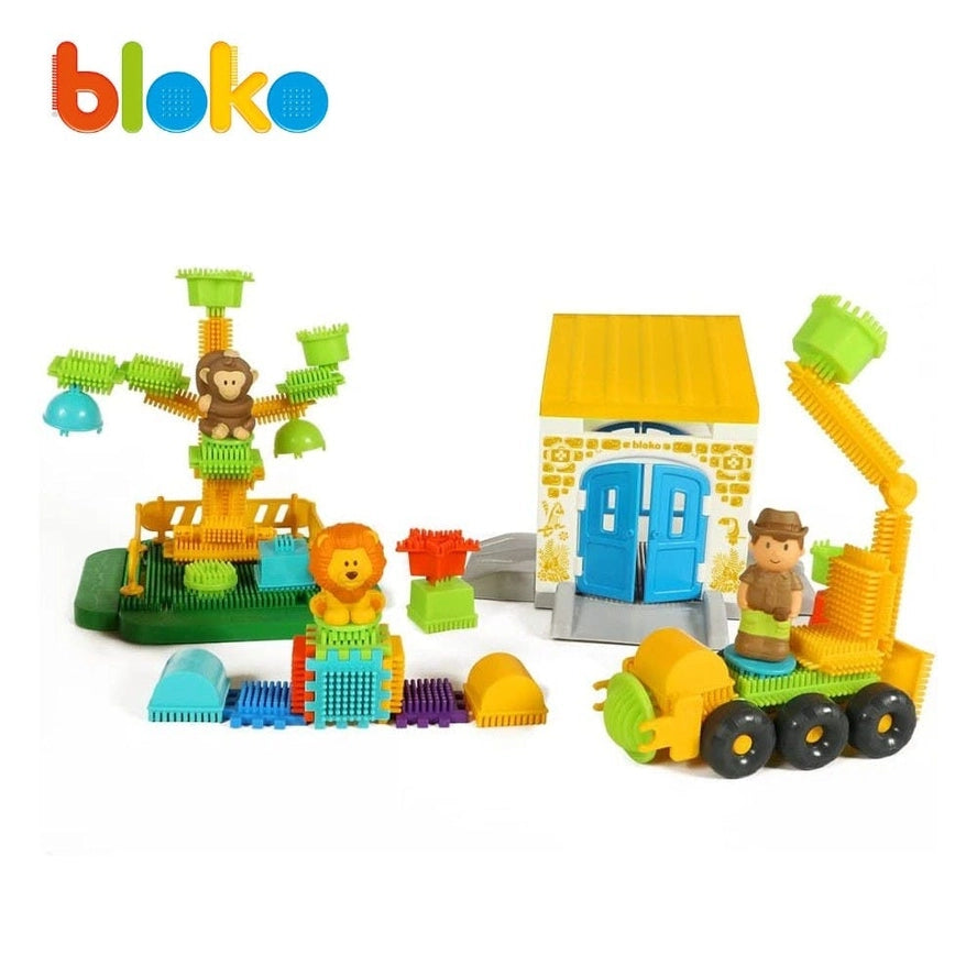 Coffret 100 Bloko + 3 Figurines 3D Jungle - Bloko  Bloko Coffret 100 Bloko + 3 Figurines 3D Jungle - Bloko myplayground