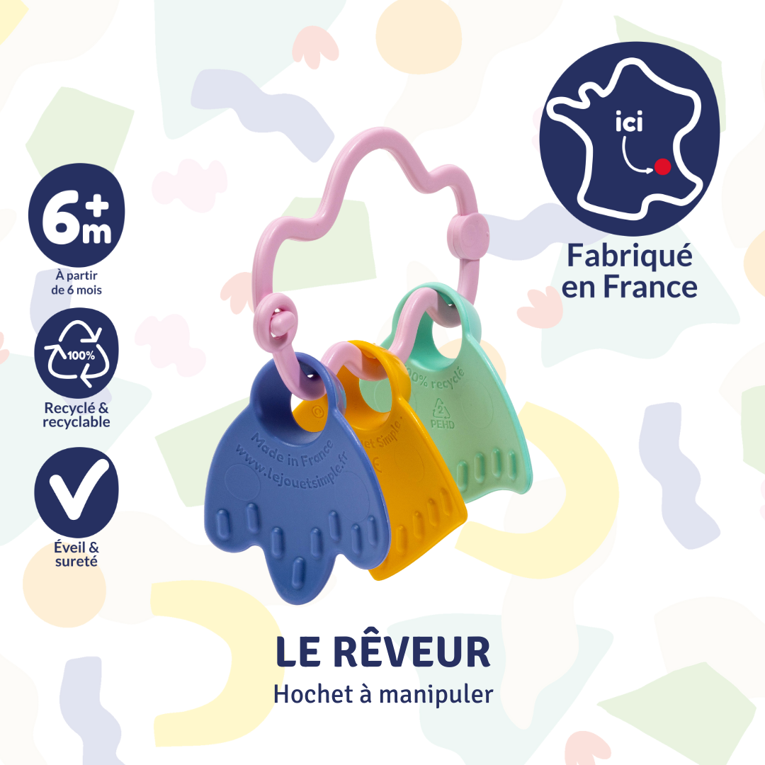 Le rêveur Hochet à manipuler Made in France  Le Jouet Simple Le rêveur Hochet à manipuler Made in France myplayground