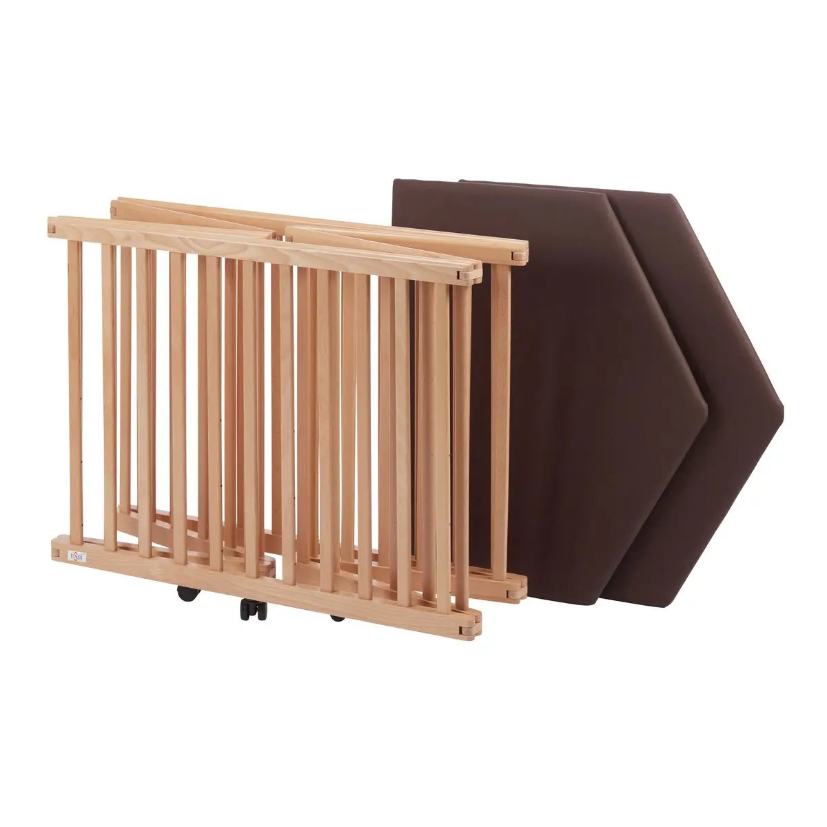 Parc bébé hexagonal en hêtre naturel – tiSsi – vue 5