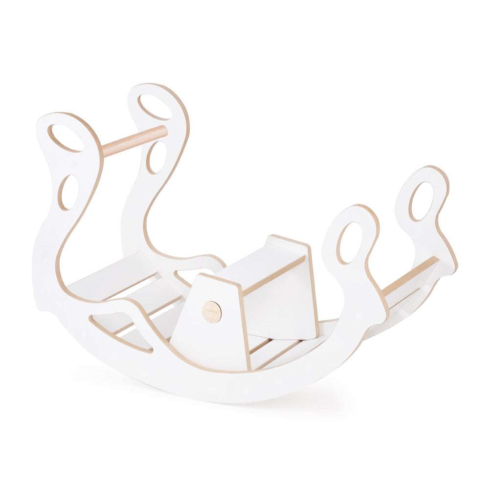 Bascule avec banc pour enfants - Bois blanc - PLUSH NEST  Misioo Bascule avec Banc Enfant Bois Blanc – Design Montessori PLUSH NEST myplayground