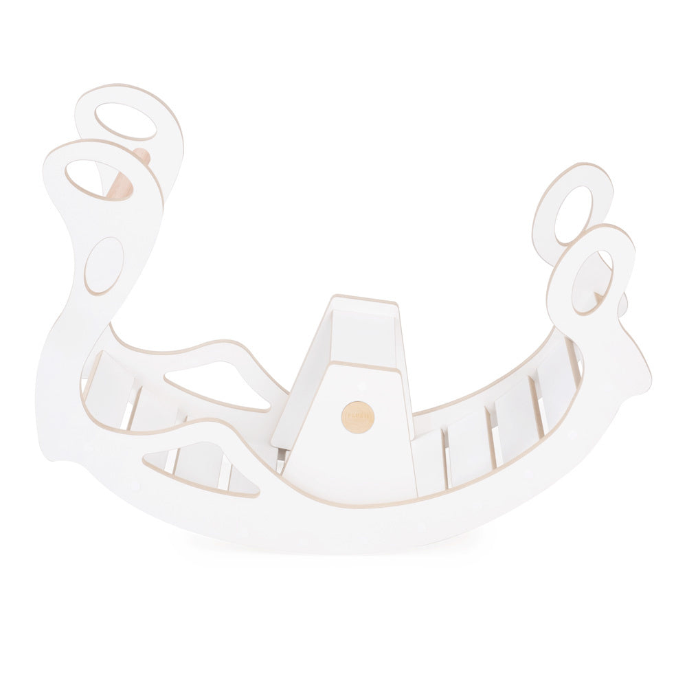 Bascule avec banc pour enfants - Bois blanc - PLUSH NEST  Misioo Bascule avec Banc Enfant Bois Blanc – Design Montessori PLUSH NEST myplayground