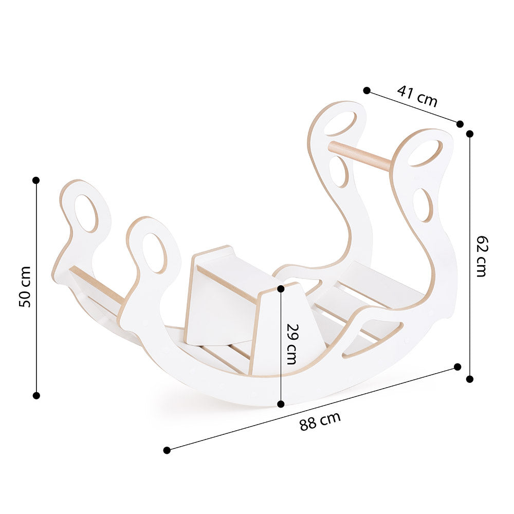 Bascule avec banc pour enfants - Bois blanc - PLUSH NEST  Misioo Bascule avec Banc Enfant Bois Blanc – Design Montessori PLUSH NEST myplayground