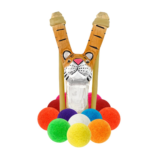 Lance-pierre du Tigre + Munitions en Feutre - Jeu de motricité pour enfant ( 5 ans et + )