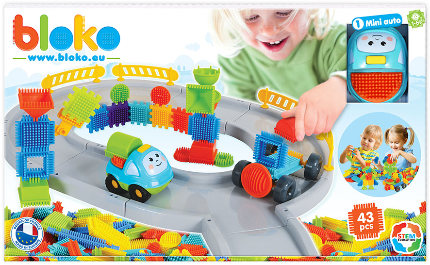 Coffret circuit de course auto avec 43 Bloko - Bloko  Bloko Coffret circuit de course auto avec 43 Bloko - Bloko myplayground