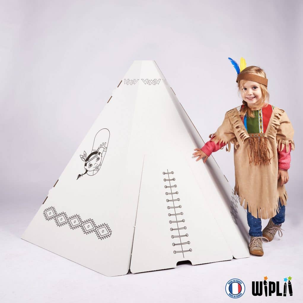 Kit de construction créatif pour enfant : L'incroyable tente tipi en carton  Wiplii Kit de construction créatif pour enfant : L'incroyable tente tipi en carton myplayground