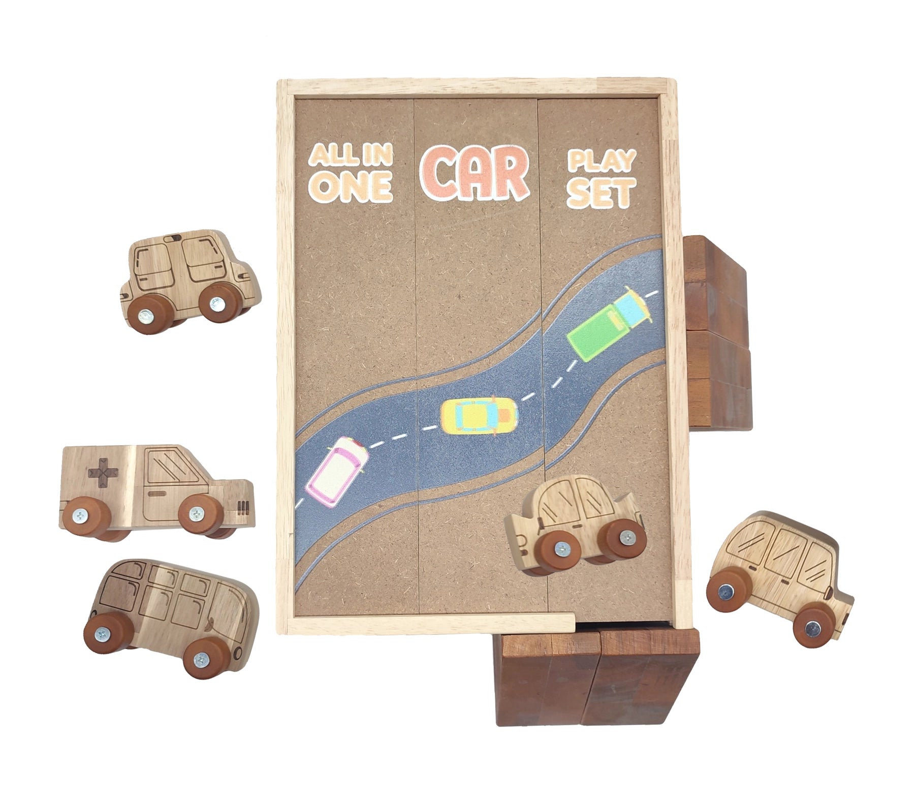 Set de jeu de voiture tout-en-un  QToys USA Set de jeu de voiture tout-en-un myplayground