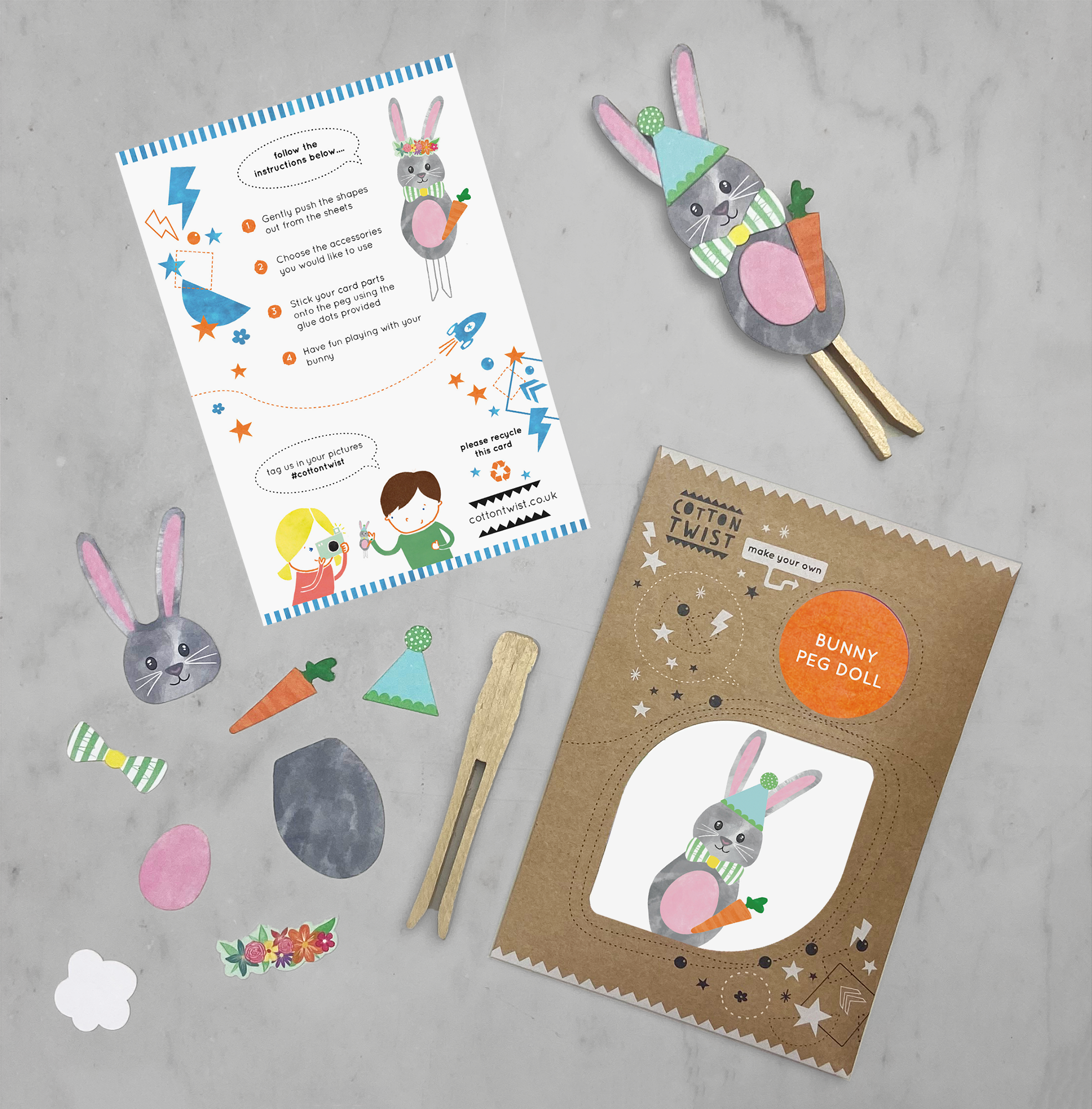 Faites votre propre lapin Peg Poupée Kit  Cotton Twist Faites votre propre lapin Peg Poupée Kit myplayground