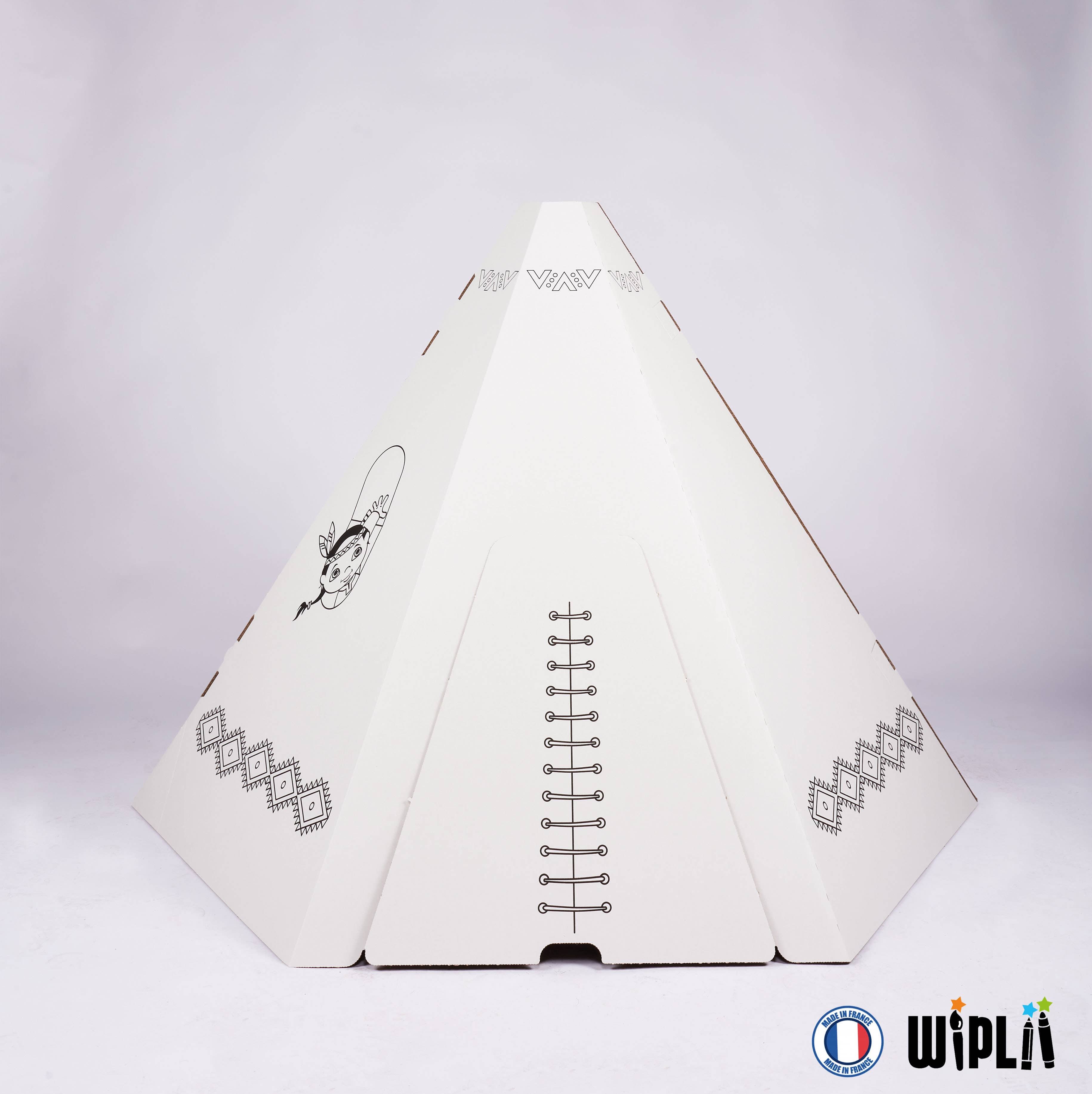 Kit de construction créatif pour enfant : L'incroyable tente tipi en carton  Wiplii Kit de construction créatif pour enfant : L'incroyable tente tipi en carton myplayground