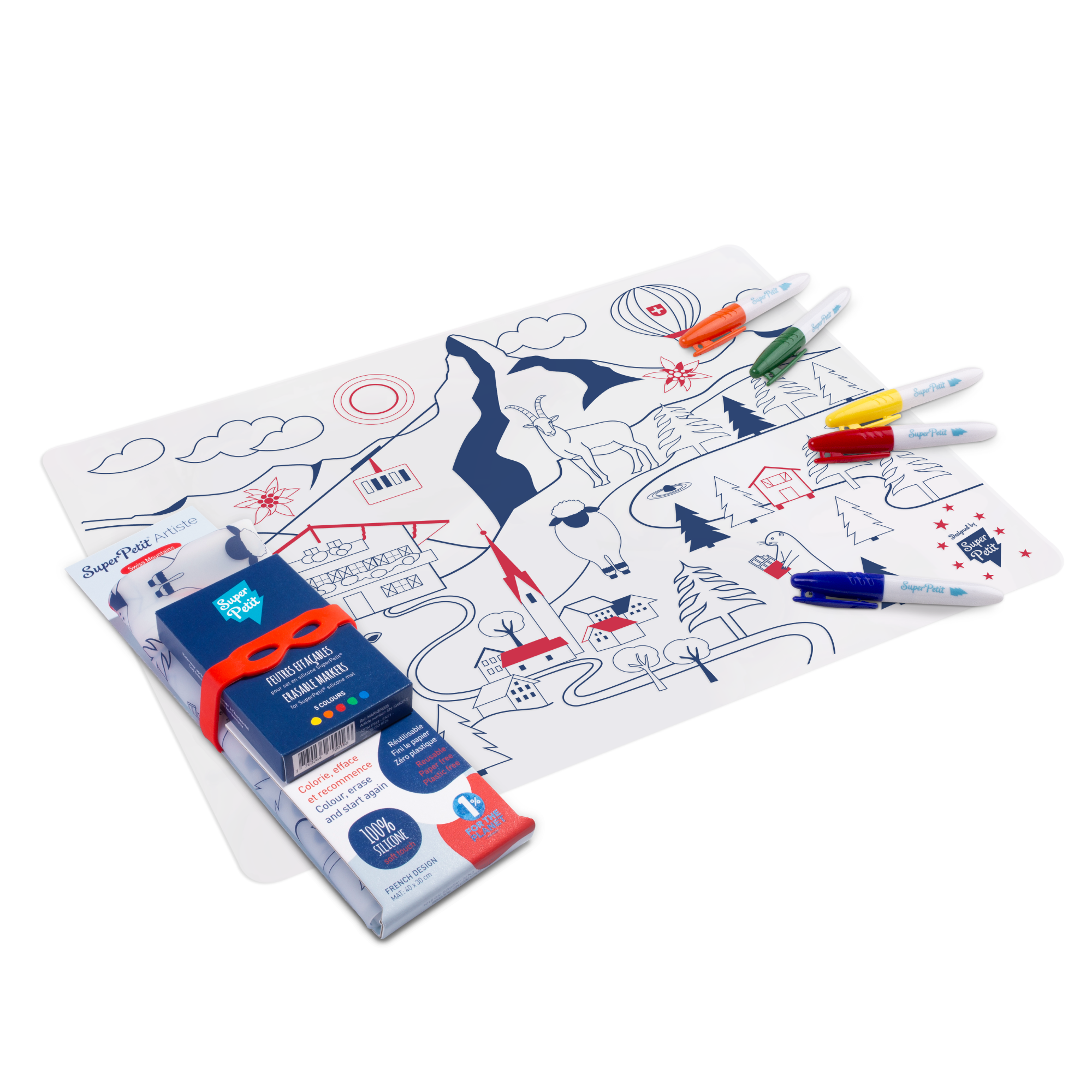 Jeu éducatif: Set de table en silicone MONTAGNE Réutilisable  SuperPetit Jeu éducatif: Set de table en silicone MONTAGNE Réutilisable myplayground