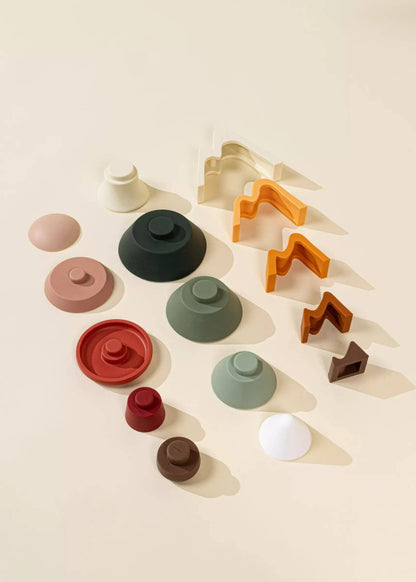 Ensemble forestier empilable en silicone (16 pièces)