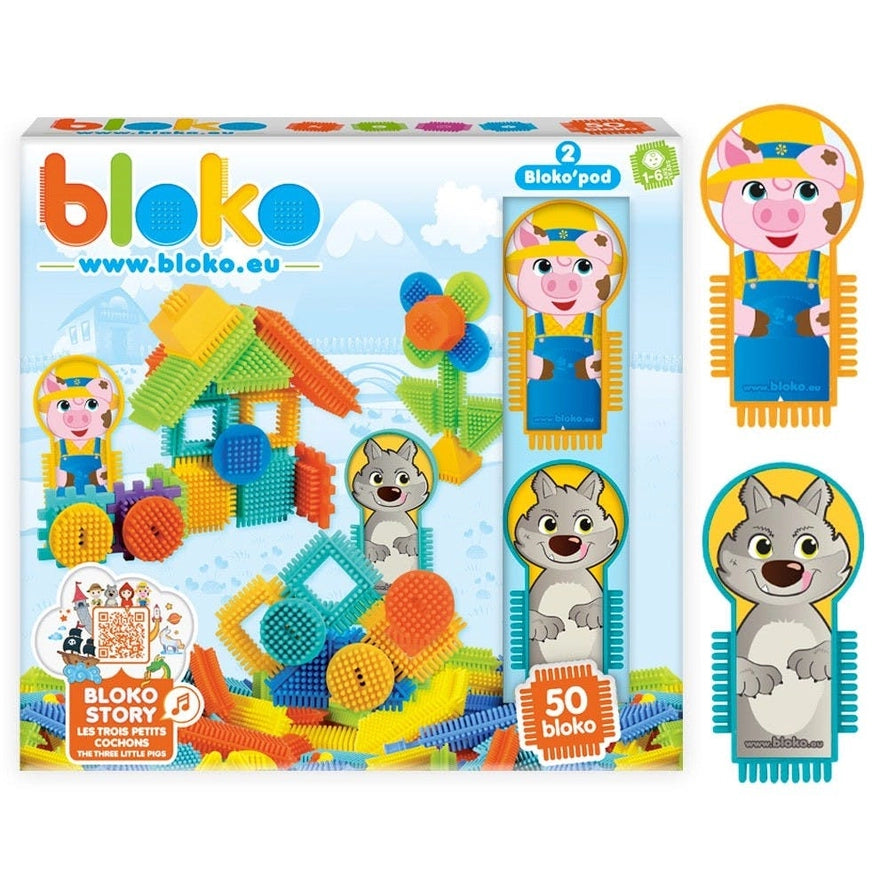 Coffret 50 Bloko - 3 Petits Cochons & le Loup - Bloko  Bloko Coffret 50 Bloko - 3 Petits Cochons & le Loup - Bloko myplayground
