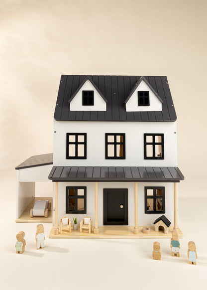 Ensemble de 5 personnages de maison de poupée familiale en bois