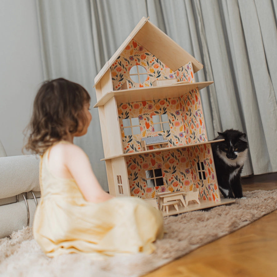 Maison de Poupée en Bois à Trois Étages/Maison de Poupée Moderne - Milin  Milin  myplayground