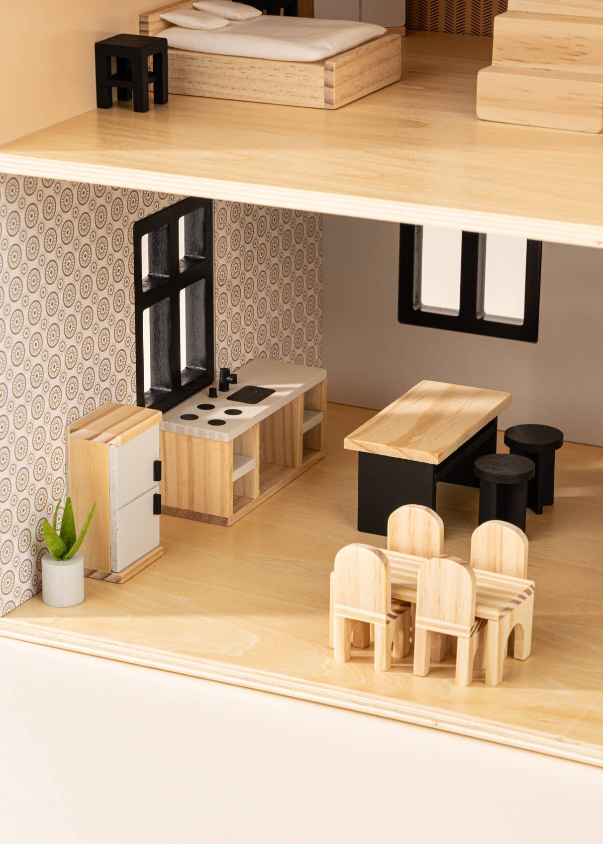 Meubles et accessoires de cuisine en bois pour maison de poupée (12 pièces)  Coco Village Meubles et accessoires de cuisine en bois pour maison de poupée (12 pièces) myplayground