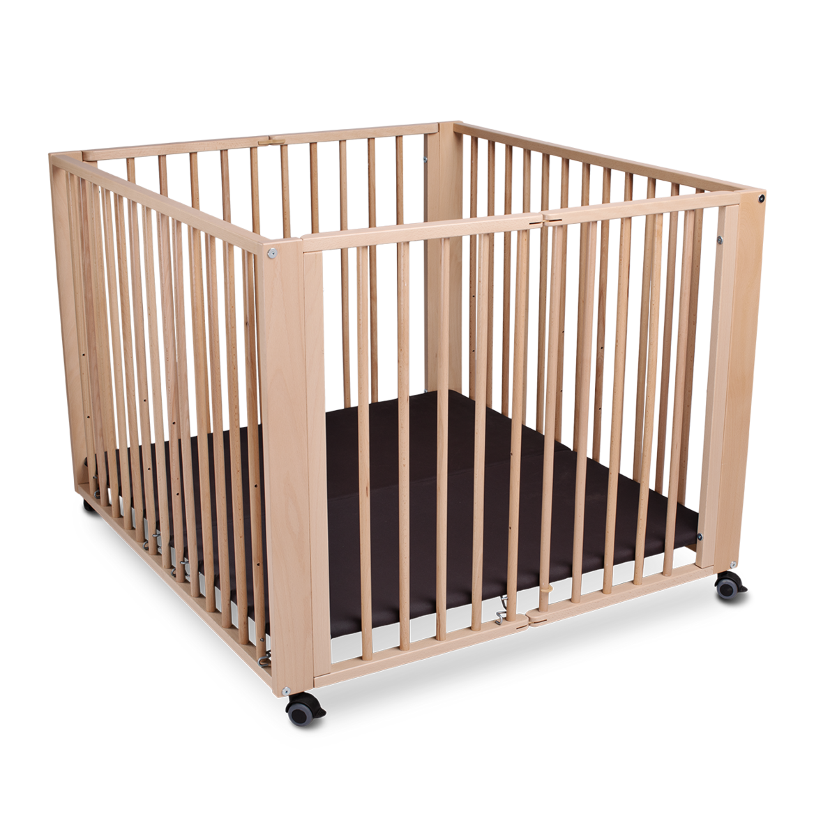 Parc bébé pliable Moritz en hêtre naturel, 89x85 cm – tiSsi – vue 6