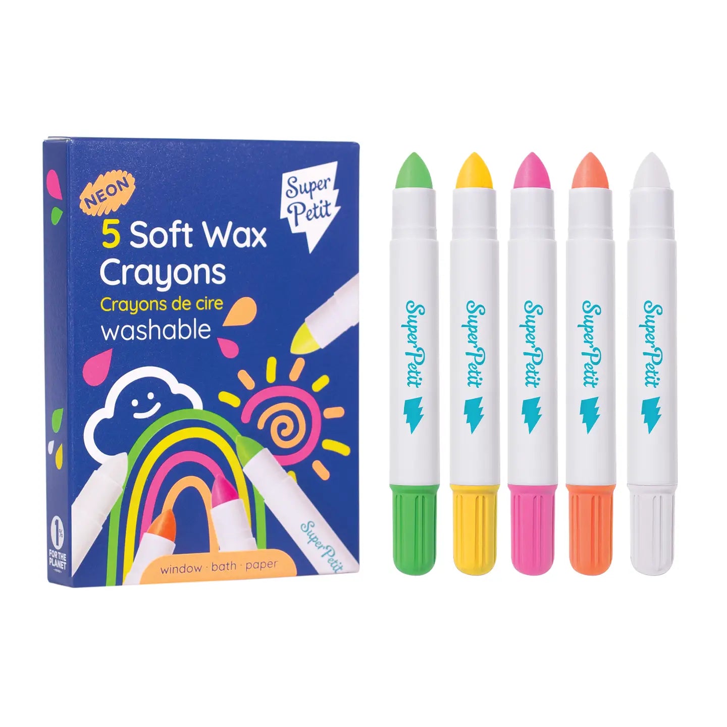 Boite 5 crayons de cire - Baignoire, vitres, miroir - SuperPetit Coloriages SuperPetit Boite 5 crayons de cire - Baignoire, vitres, miroir - SuperPetit myplayground