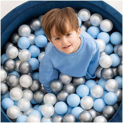 PLUSH NEST - Misioo - Boules de piscine à balles, 6 cm, lot de 200 pcs : perle, argent, perle bleu clair
