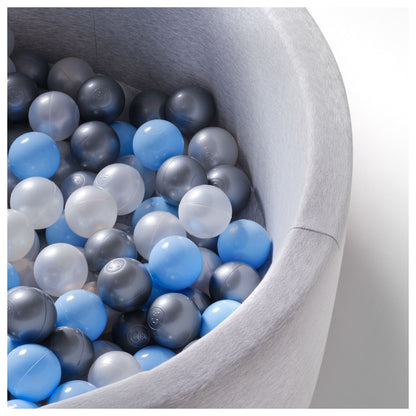 PLUSH NEST - Misioo - Boules de piscine à balles, 6 cm, lot de 200 pcs : perle, argent, perle bleu clair