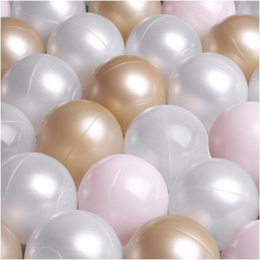 PLUSH NEST - Misioo - Boules de piscine à balles, 6 cm, lot de 200 pcs : perle, or, rose clair