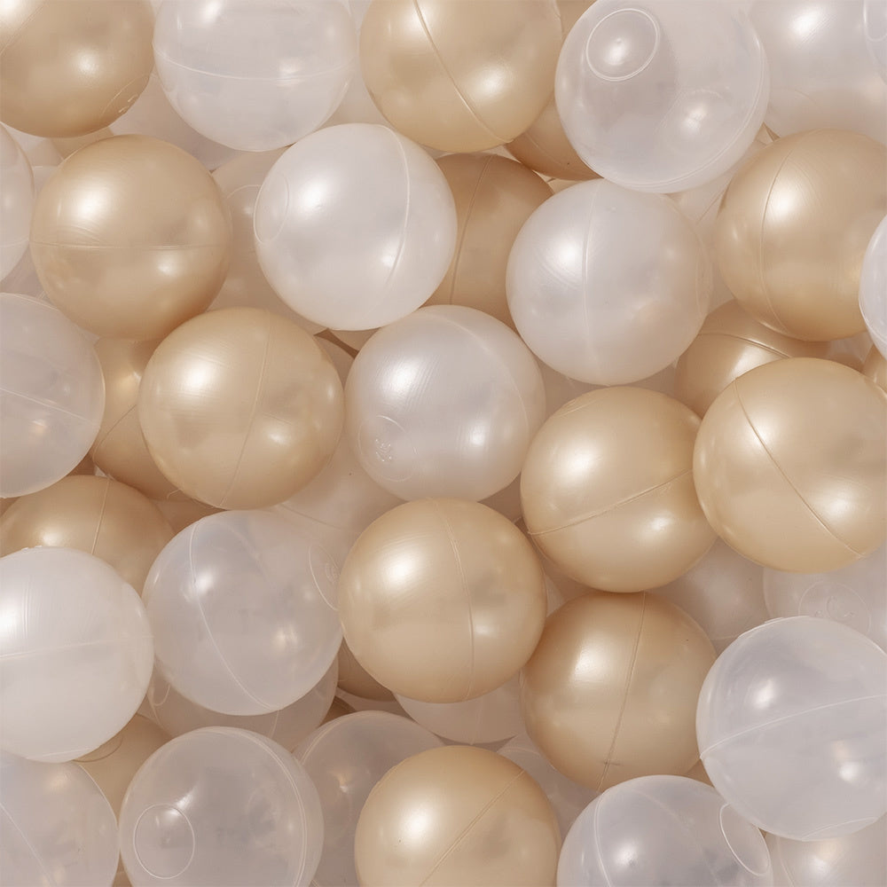 Aire de jeux bébé avec piscine à balles en velours or et 200 balles colorées
