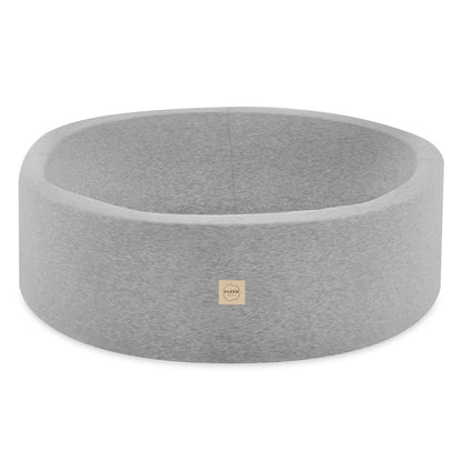 PLUSH NEST - Misioo - Piscine à balles, gris clair, ronde, coton, 90x30, 200 boules : rouge, noir, transparentes