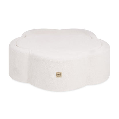 PLUSH NEST - Misioo - Piscine à balles avec tapis, 95x30 cm, agneau crème (+ 200 boules or, perle, transparentes), Floral Fun Zone