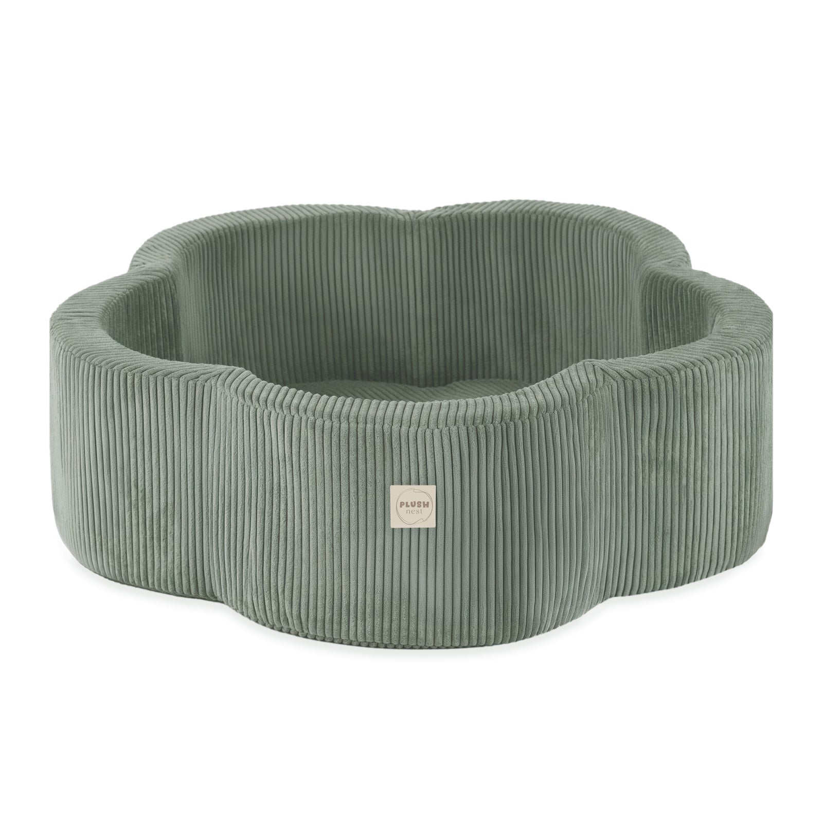 Piscine à balles avec tapis, 95x30, vert, velours côtelé premium, Floral Fun Zone (+ 200 boules perle, perle menthe, argent) - Plush Nest - Misioo  Misioo  myplayground