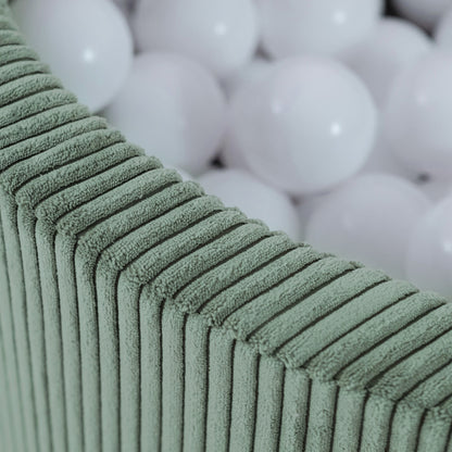 PLUSH NEST - Misioo - Piscine à balles, 90x30 cm, ronde, vert, velours côtelé épais
